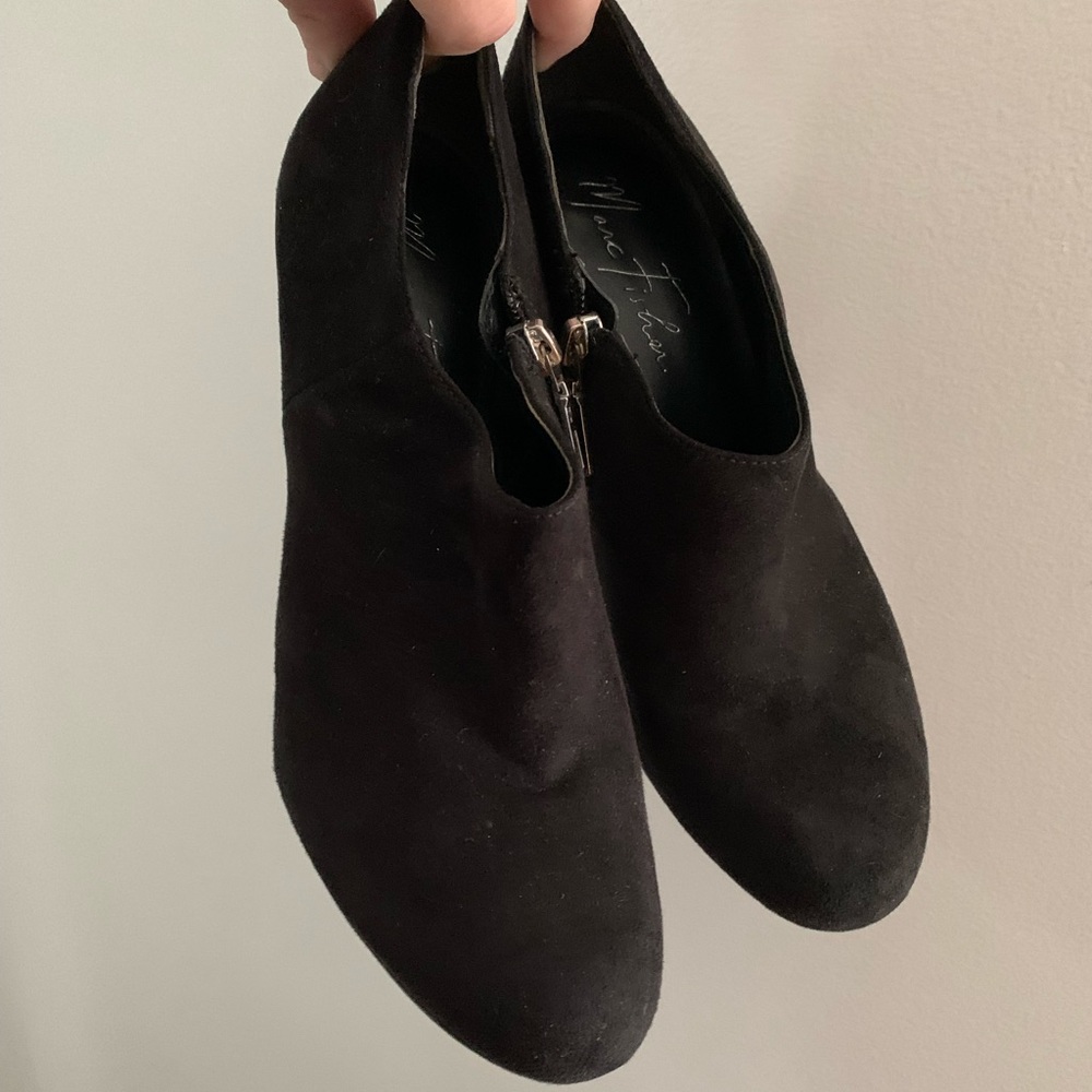 Marc Fisher Black Suede Zip Up Heels